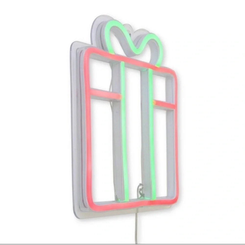 Hanging LED Faux Neon Red Green Present Gift Sign Target Bullseye Playground